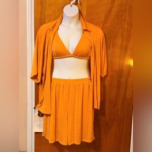 Orange Women's Shorts Set